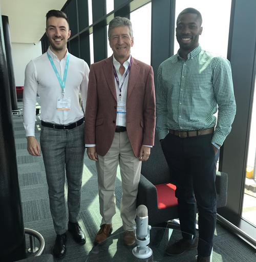 Dr. Giles Maskell (center) meets Drs. Uzoma Nnajiuba and Jamie Howie