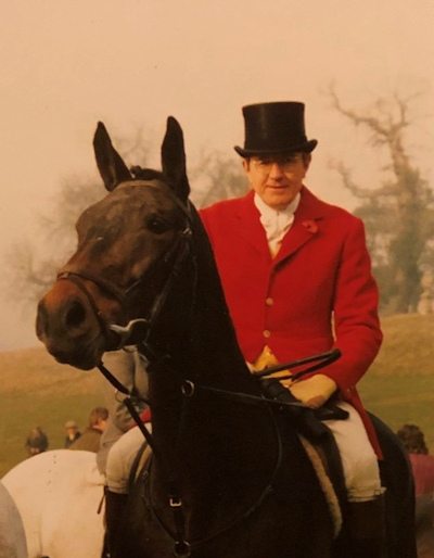 Dr. Simon Rees on his horse, Jim, during a famous hunting Saturday