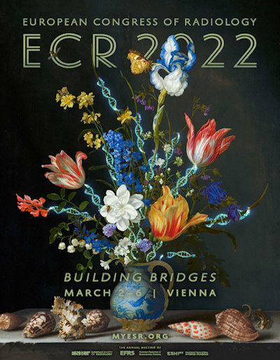 The ECR 2022 poster features the painting Flowers in a Wan-Li Vase, with Shells by the Dutch painter Balthasar van der Ast
