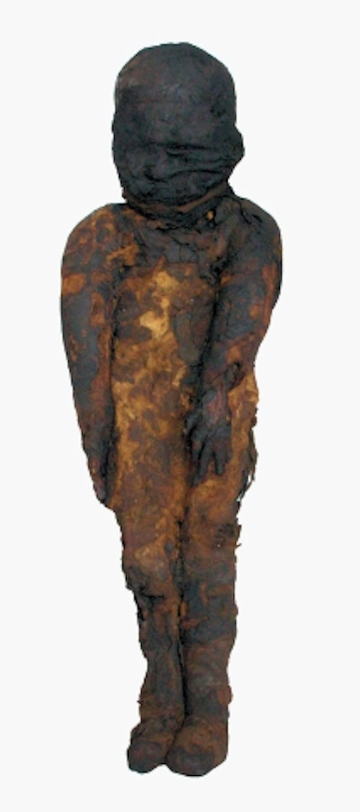 A child mummy, currently in the collection of the Senckenberg Museum in Frankfurt am Main, was the first human mummy to be x-rayed in a nondestructive mummy study