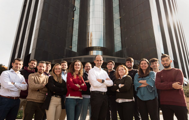  the Quibim team outside the company offices